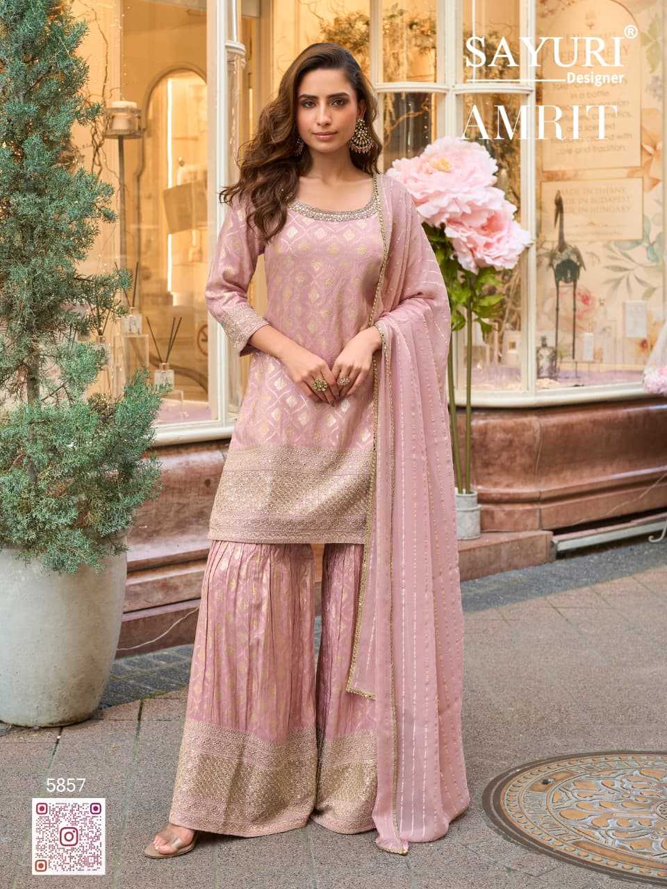 Viscose Embroidery Suit in Pink