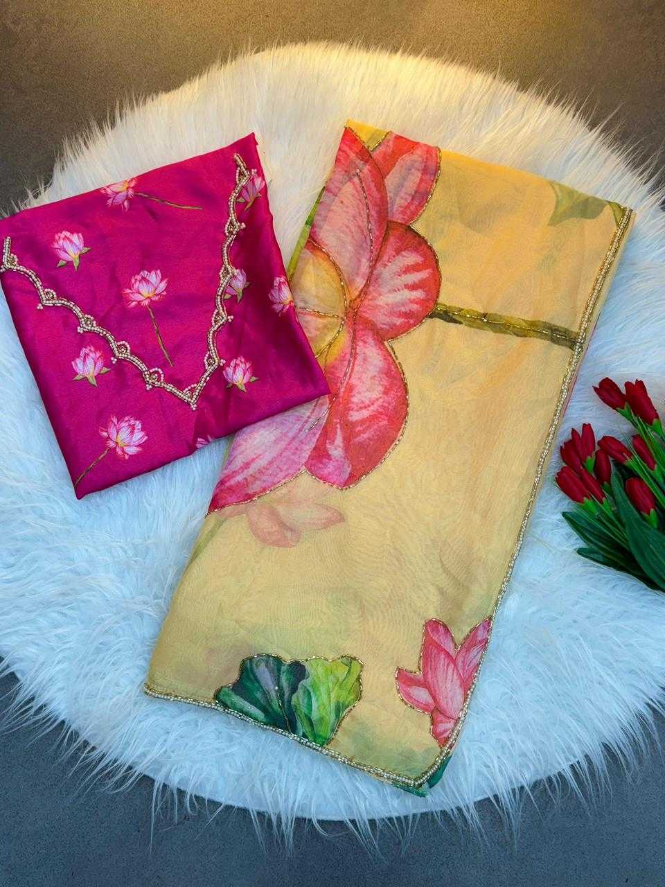 Dana Tabby Silk Organza Designer Saree