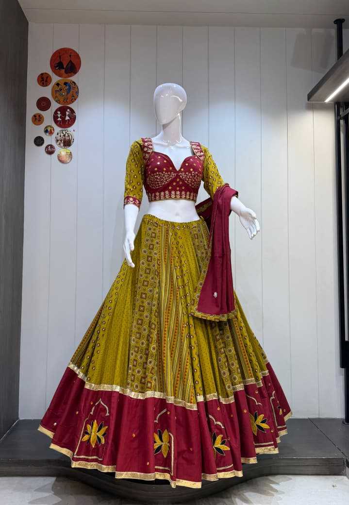 Aari Cotton Cambric Designer Lehenga