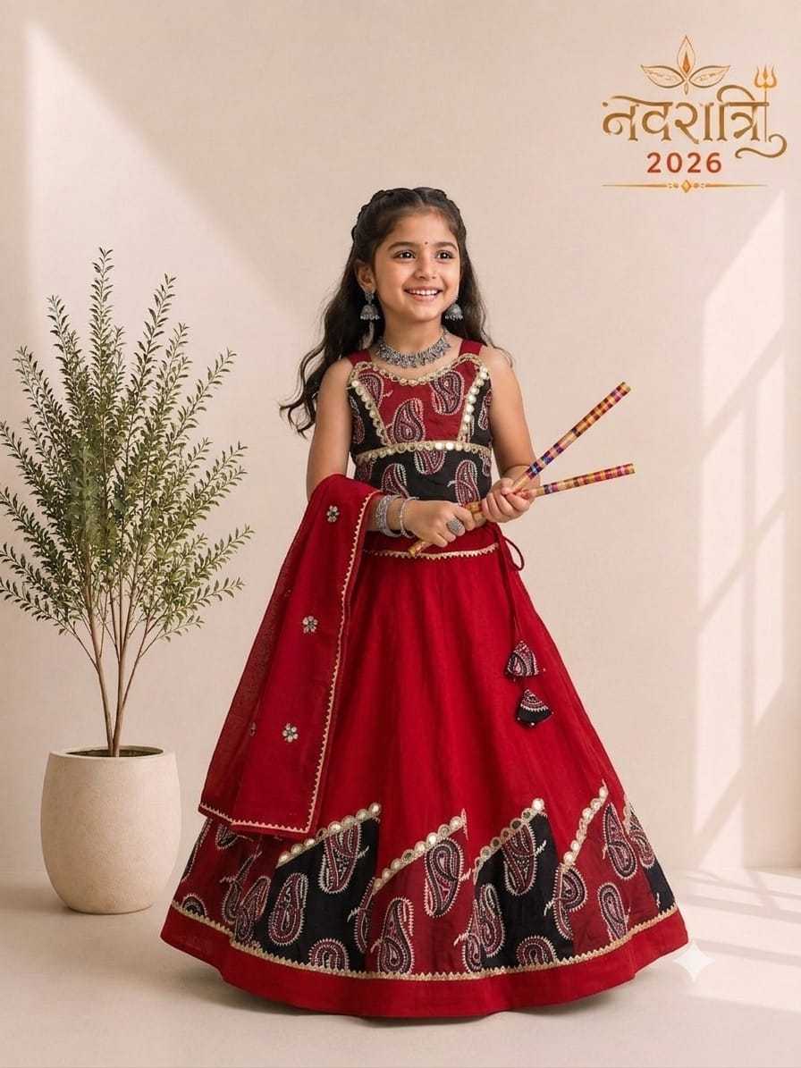Payal Cotton Kids Lehenga in White