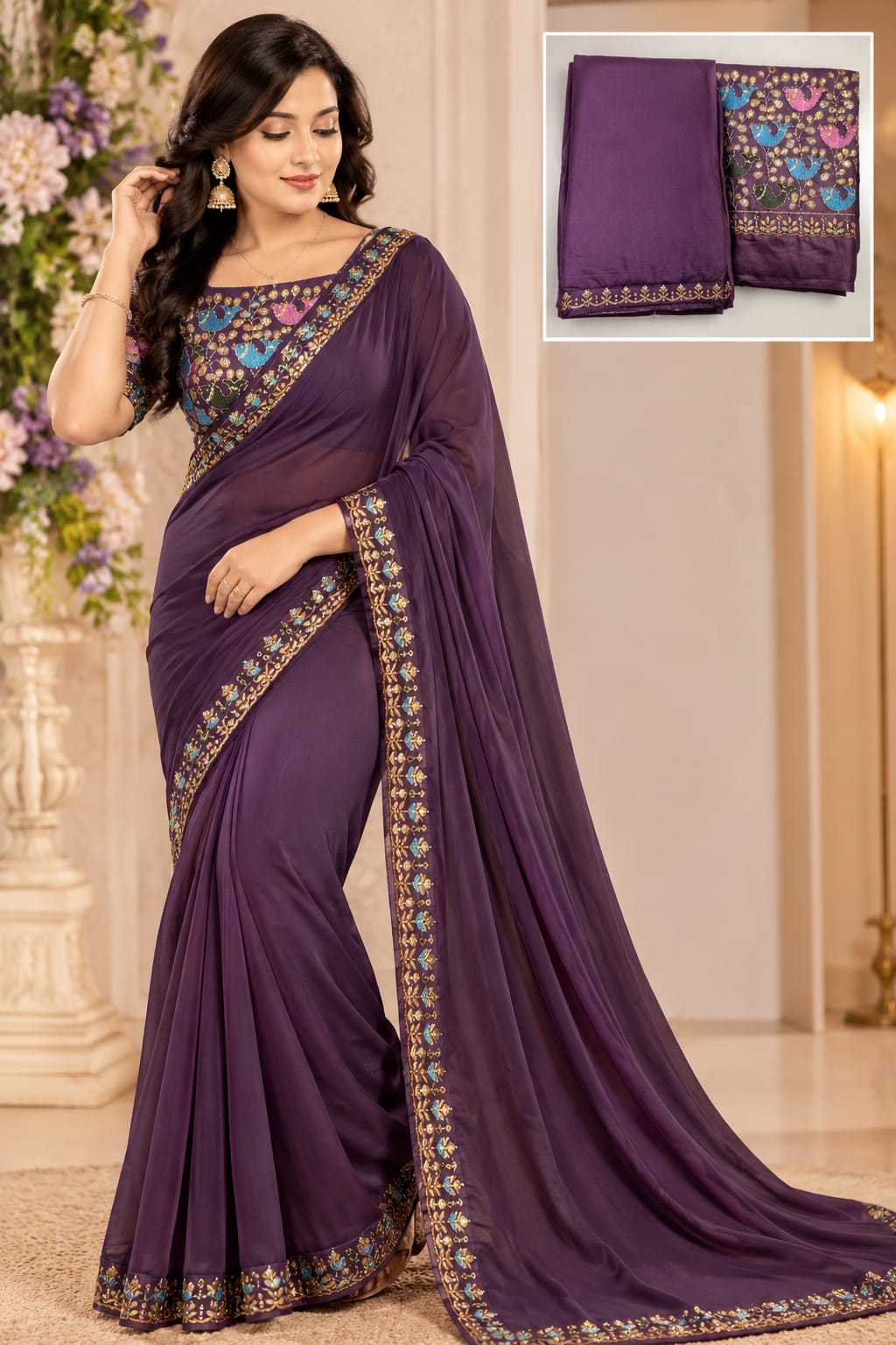 Trisha Premium Georgette Designer Saree