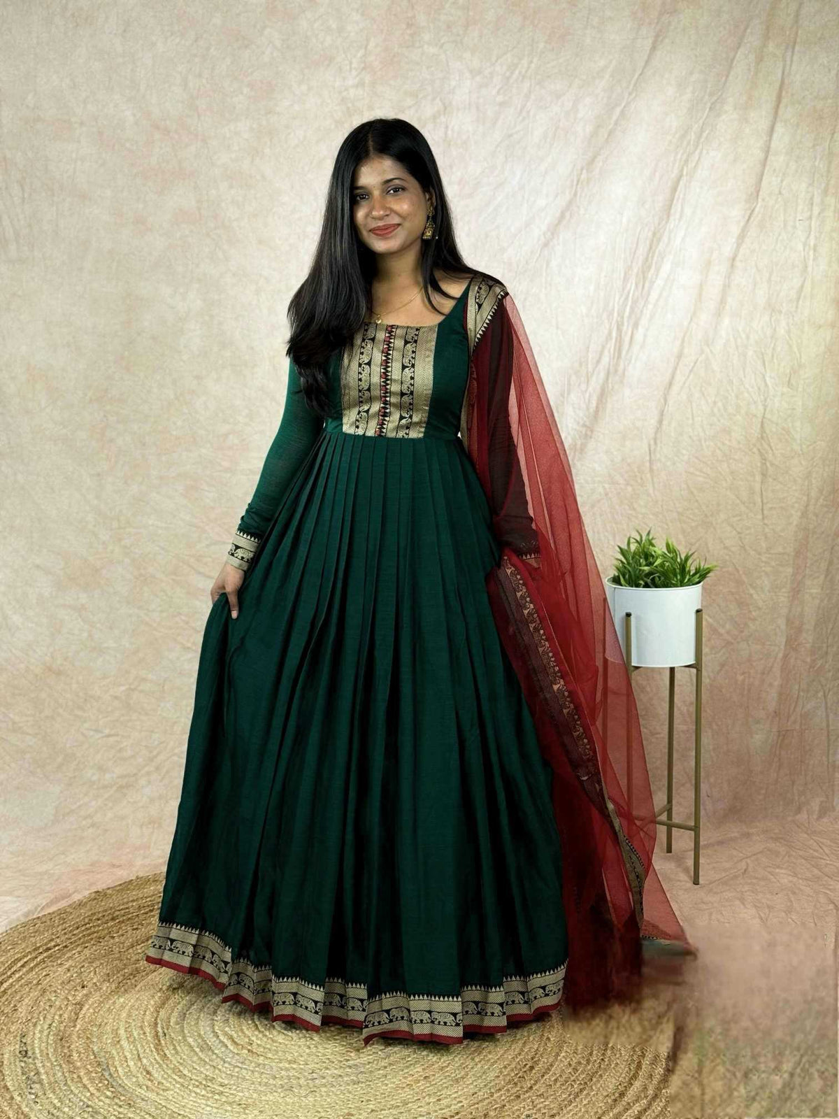 Vichitra Silk Fancy Gown in Maroon