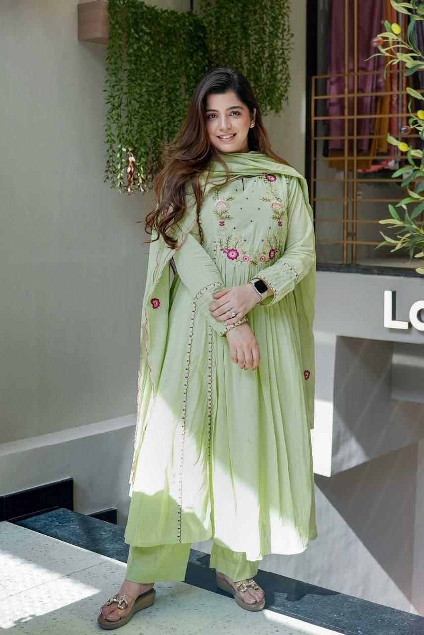 Chanderi Silk Embroidery Gown