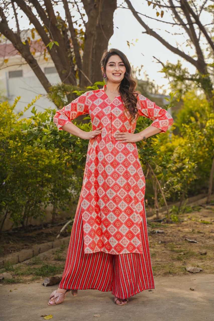Heavy Rayon Printed Suit in Pink