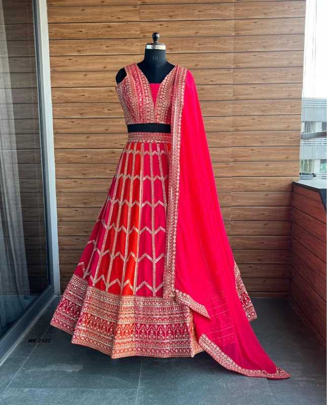 Faux Georgette Embroidered Lehenga 2102