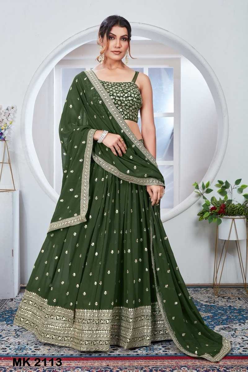 Faux Georgette Embroidered Lehenga 2113