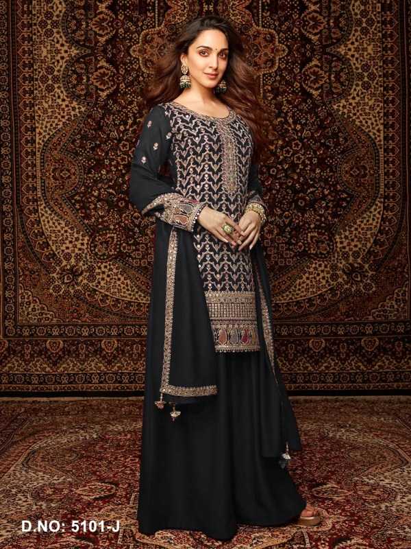Chinon Silk Embroidery Suit in Mustard