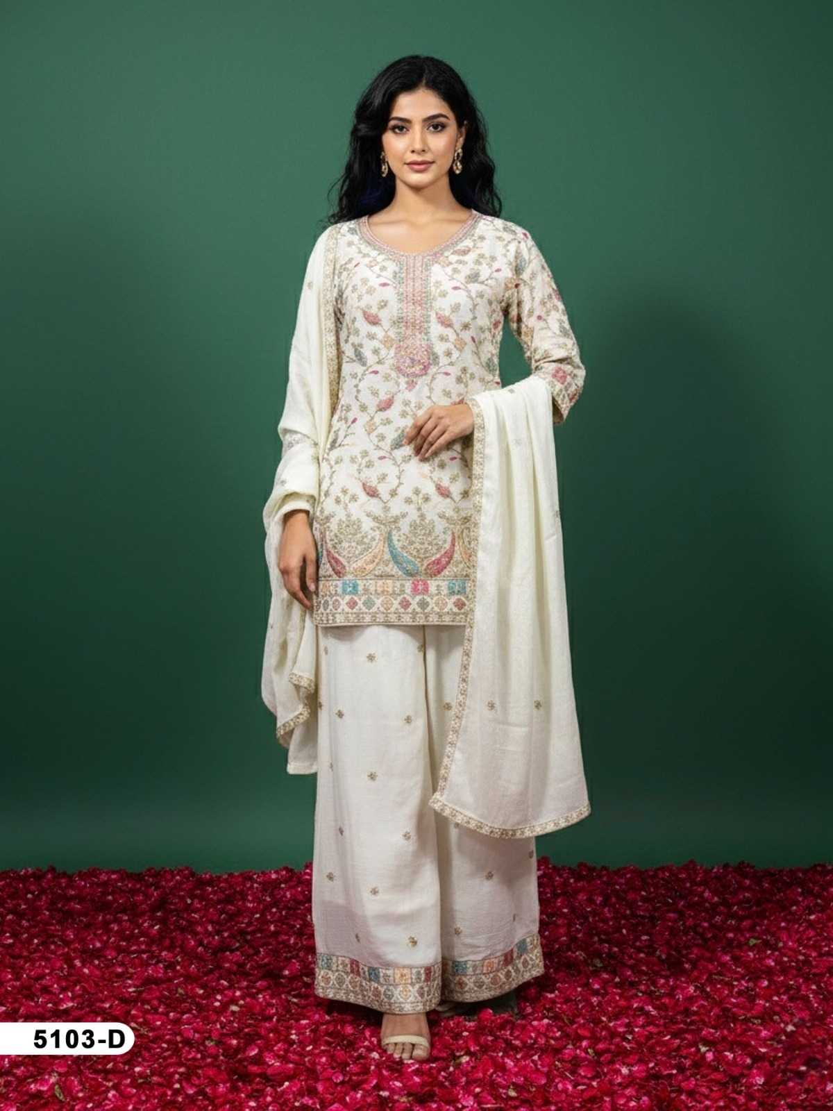Chinon Embroidery Suit in Mustard