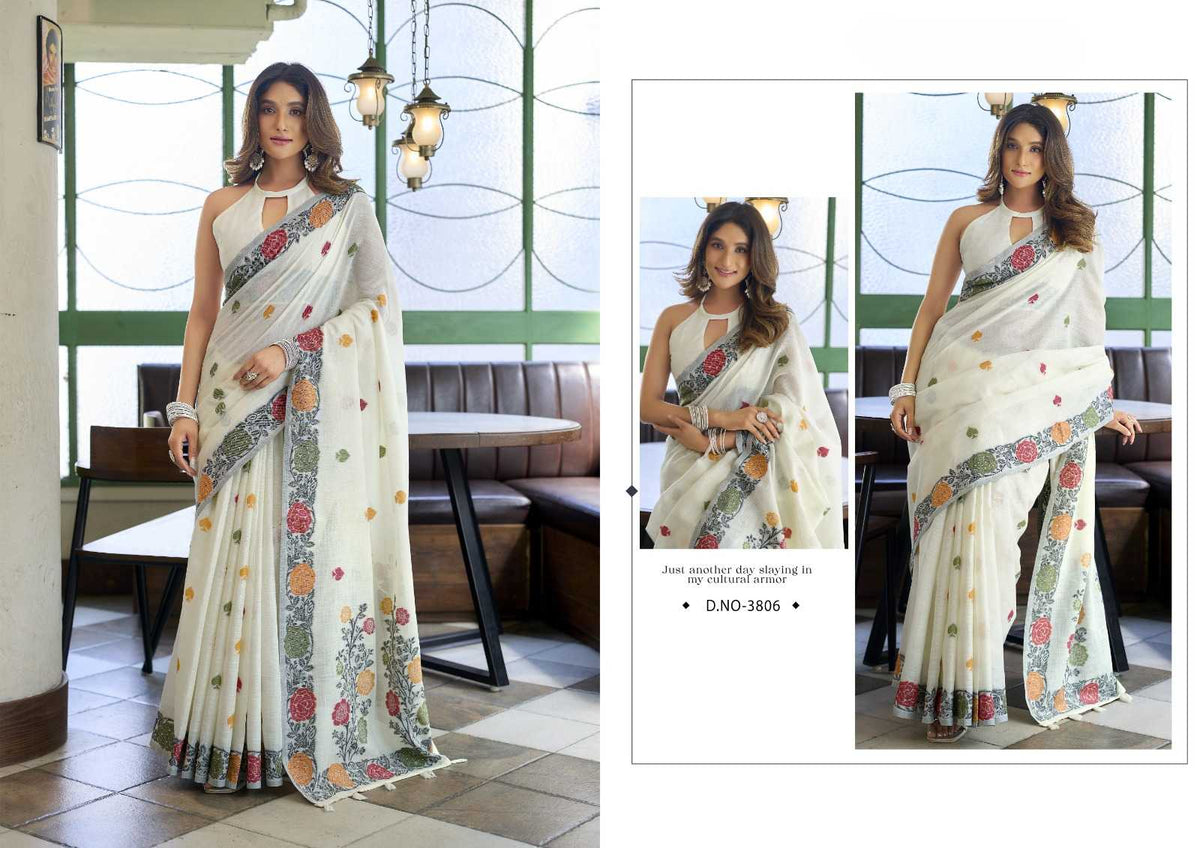 Gobuni Suman Linen Designer Saree