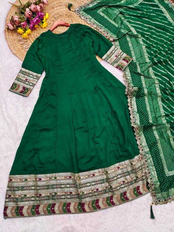 Vichitra Silk Embroidery Gown