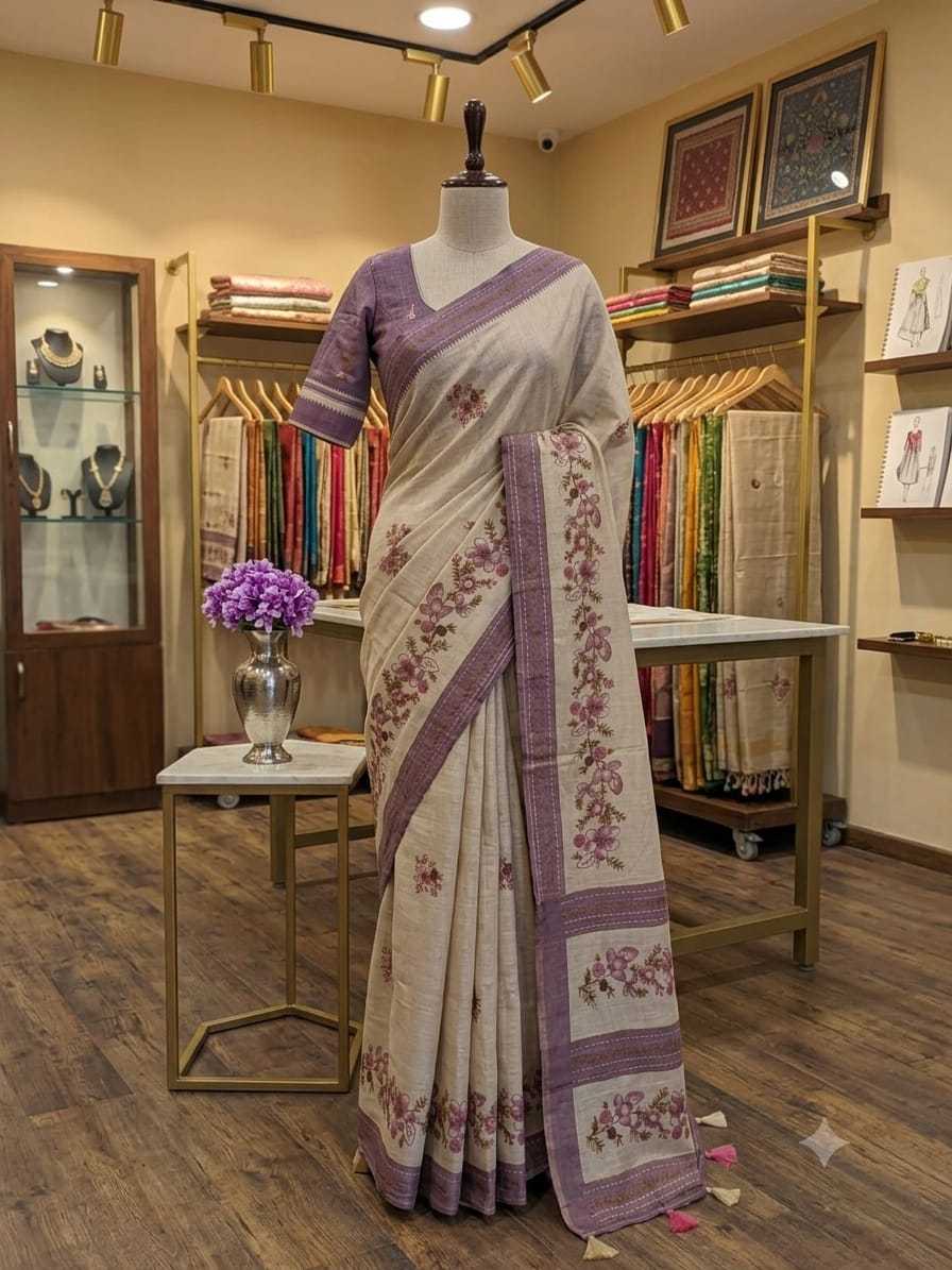 Erode Silk Printed Saree in Brown Bramble