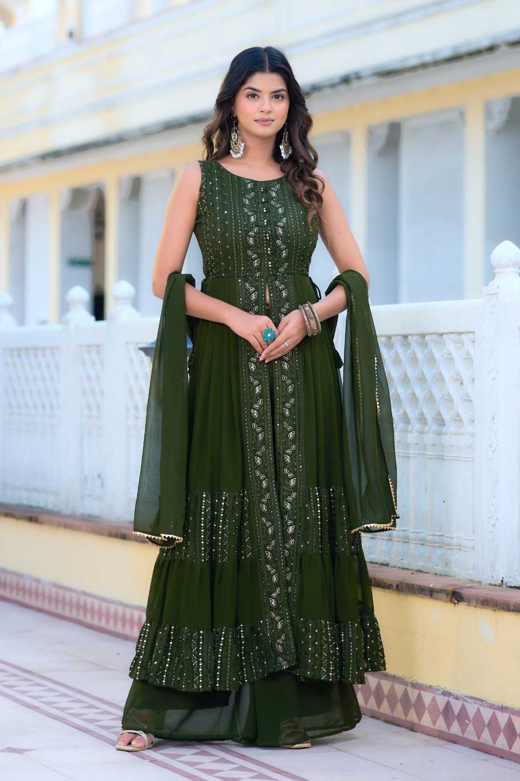 Faux Blooming Embroidery Suit