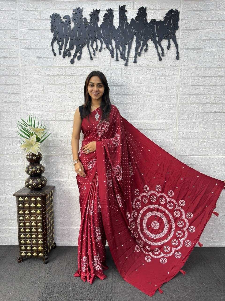 Japan Sartin Printed Saree in Black
