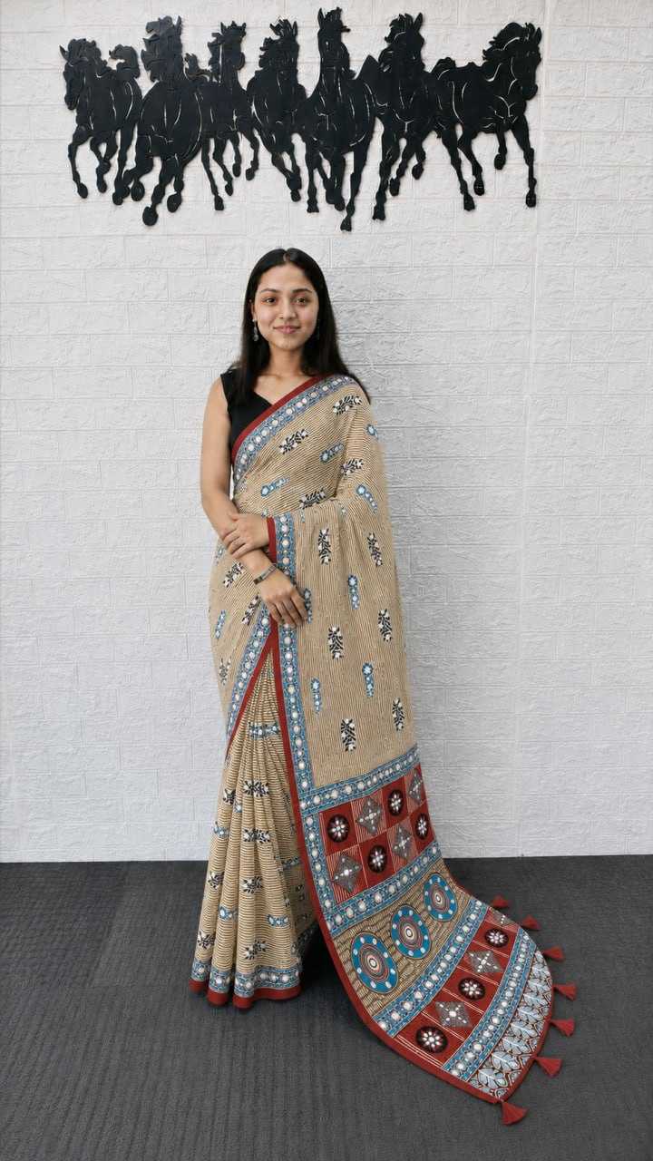 Japan Sartin Printed Saree in Dark Wine