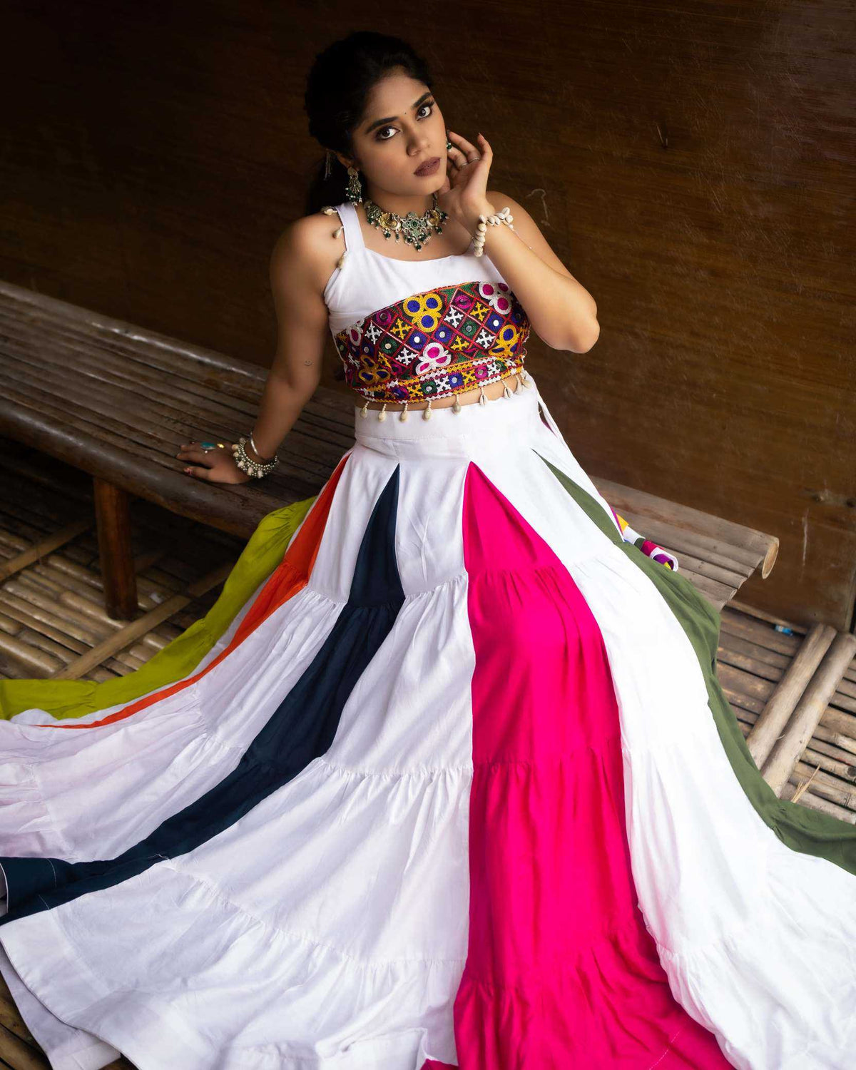 Cotton Designer Lehenga in Mehndi