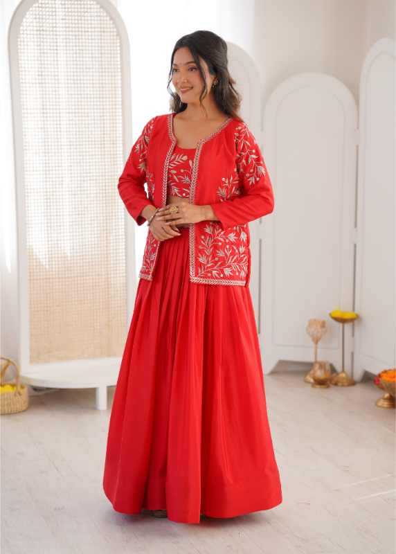 Chinon Silk Embroidered Lehenga