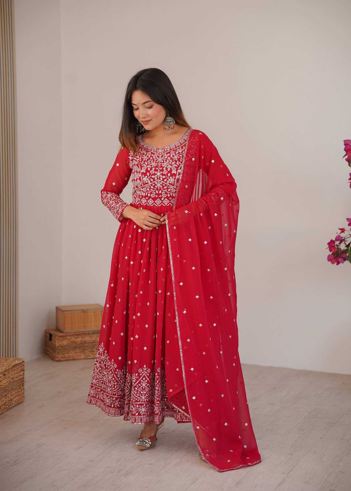 Faux Georgette Embroidery Suit