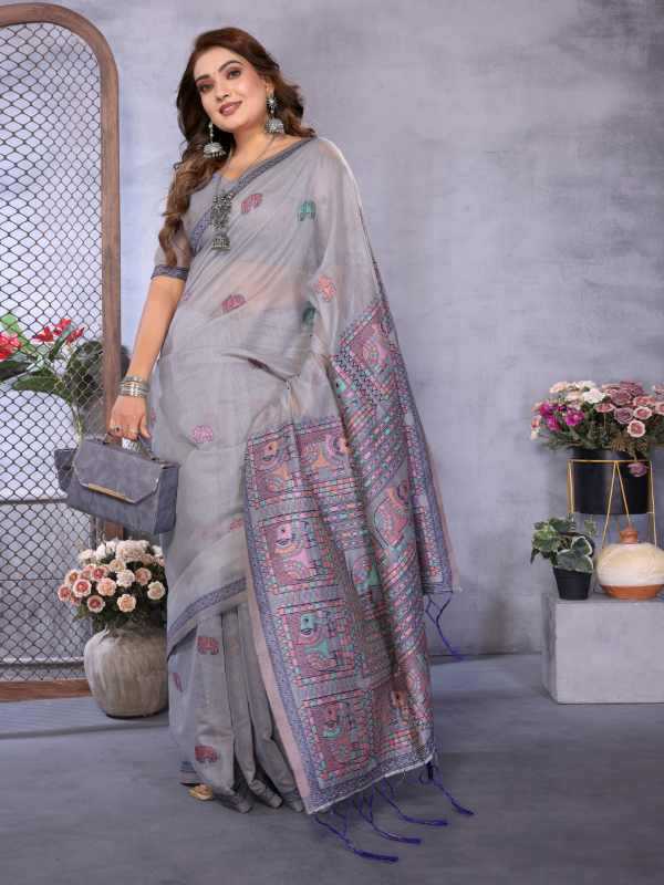 Suman Cotton Jacquard Saree in Sky Blue
