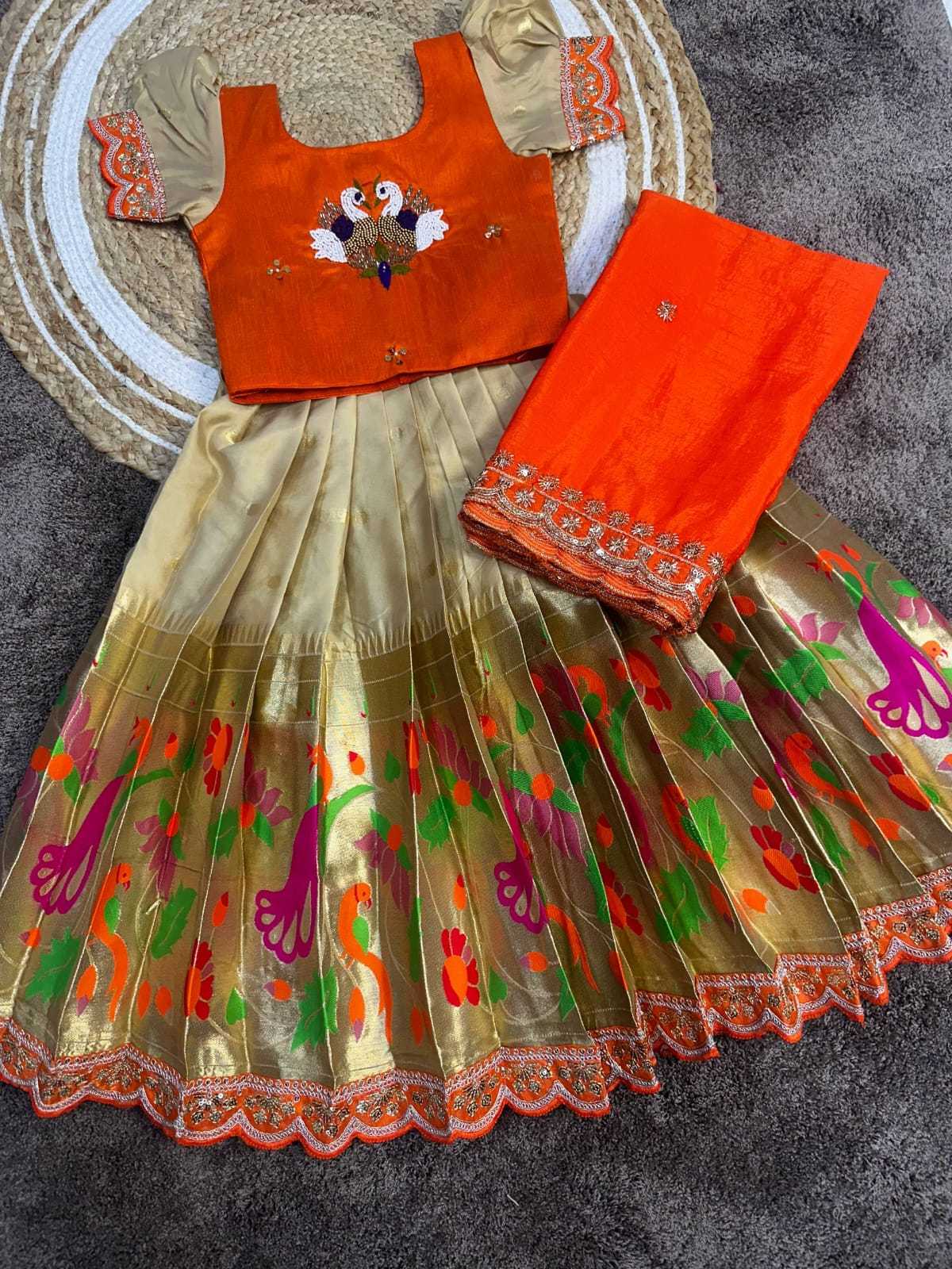 Day Paithani Silk Kids Ethnic Wear