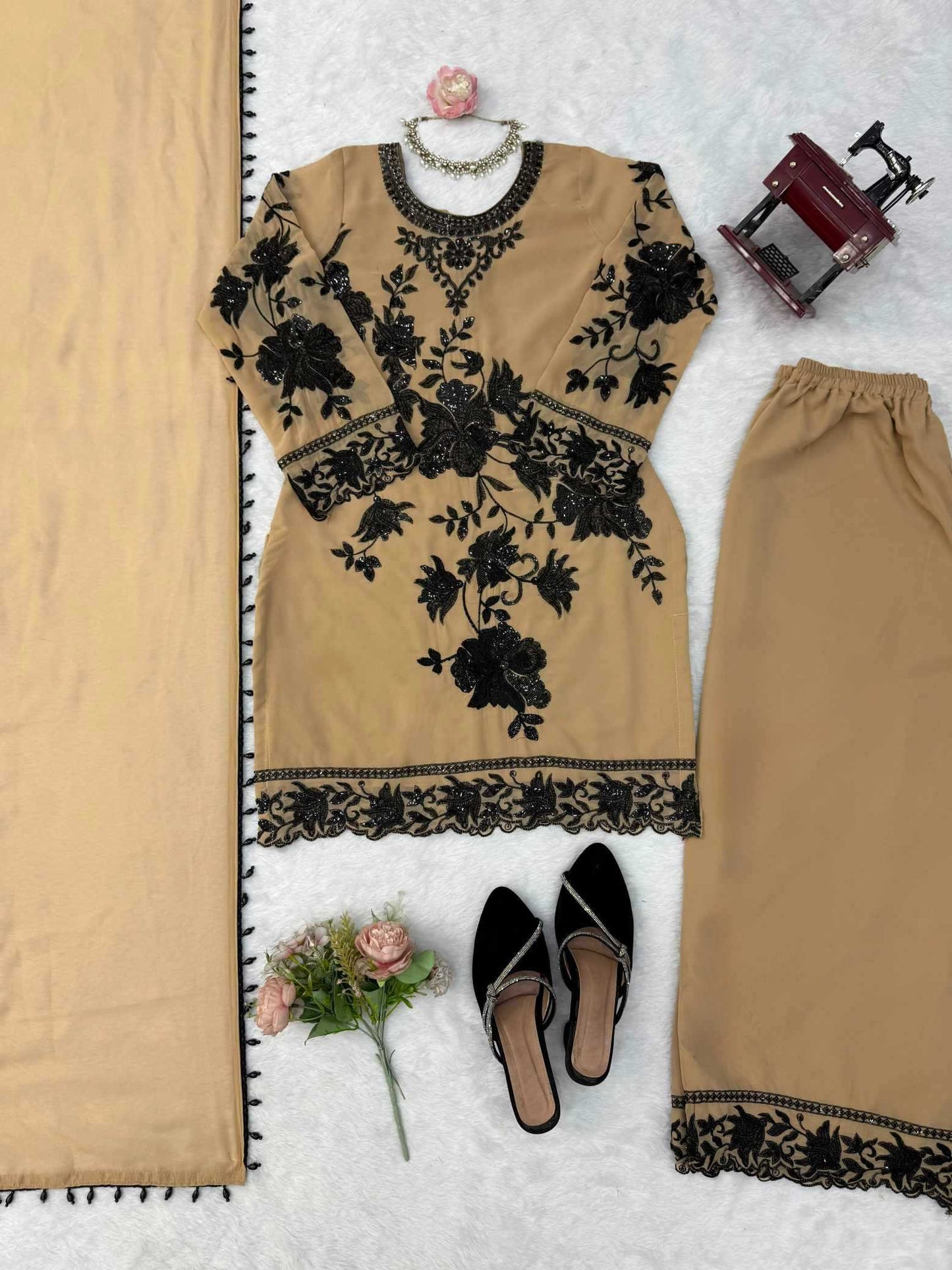 Faux Georgette Palazzo Suit