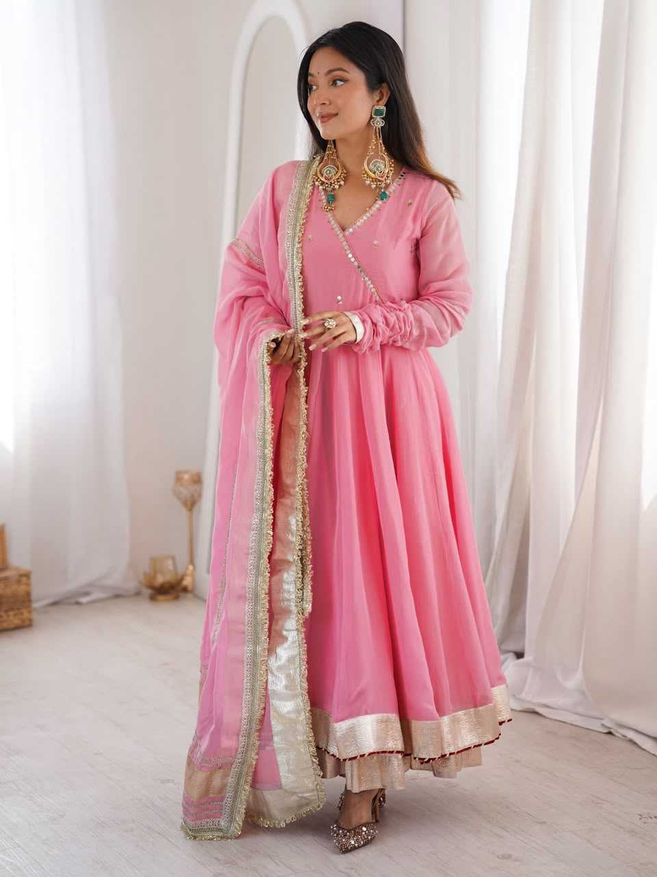 Tabby Silk Organza Mirror Work Lehenga