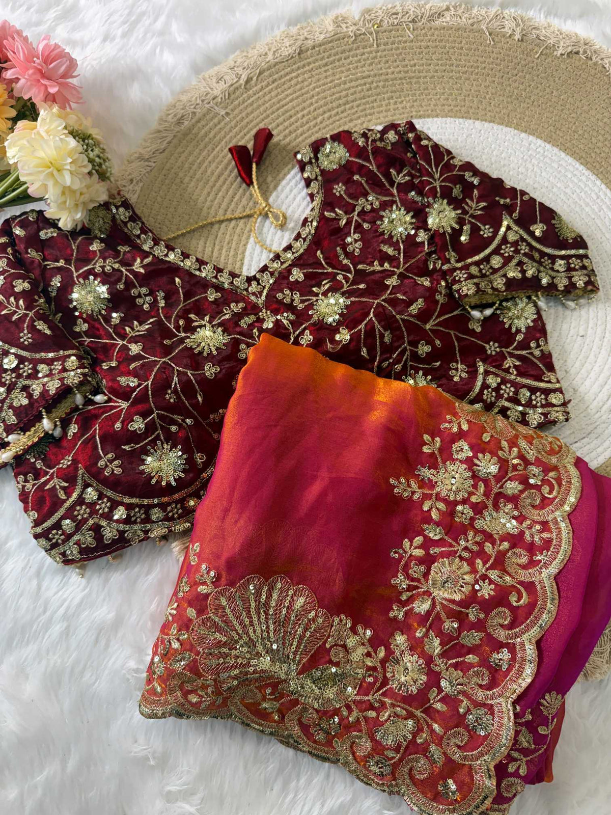 Brinda Satin Sequin Saree