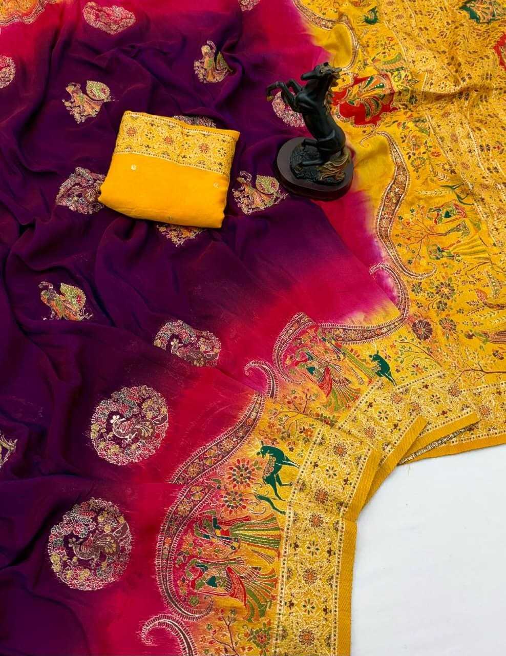 Pashmina Designer Saree in Bottle Green