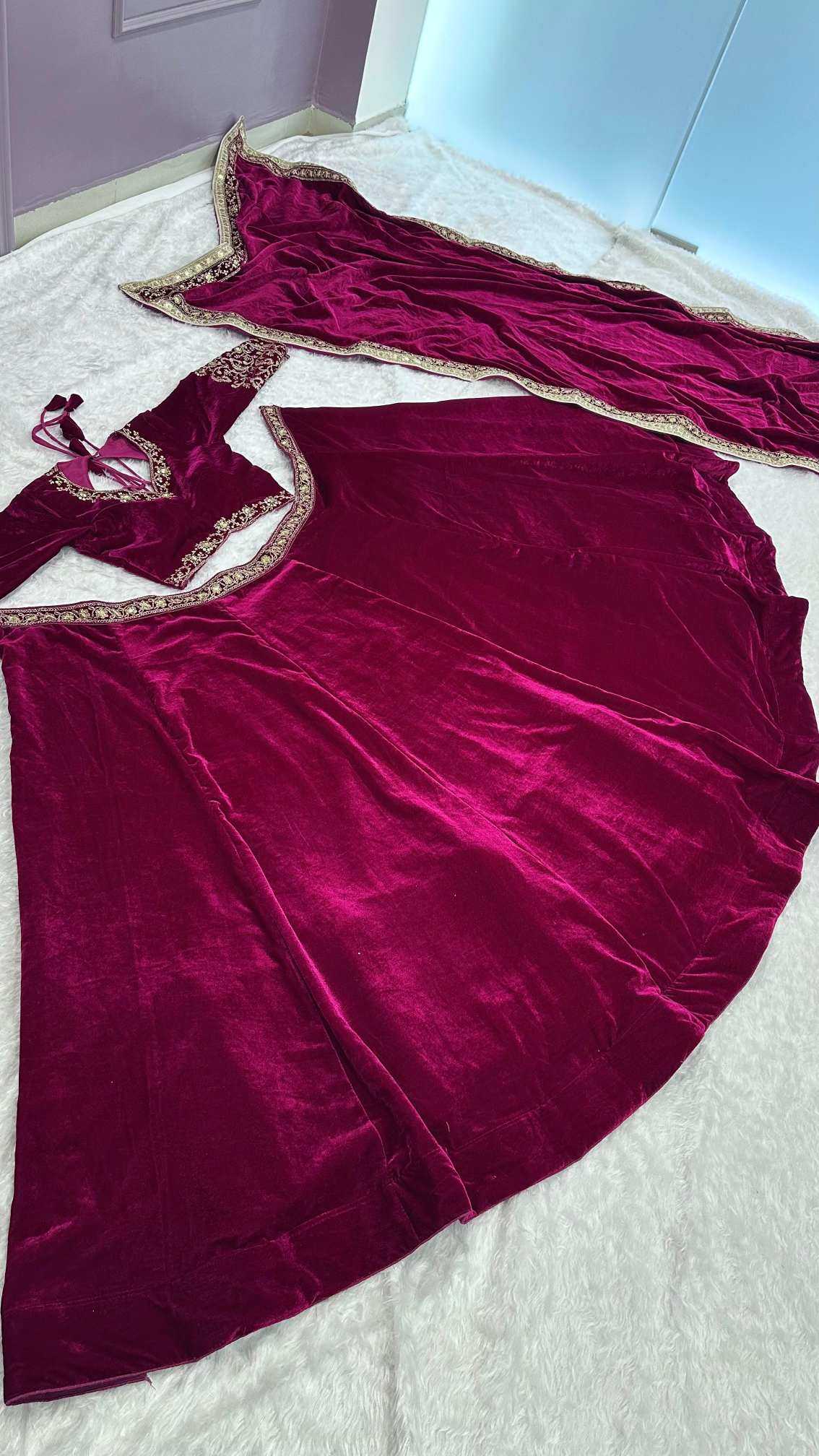Velvet Wedding Lehenga