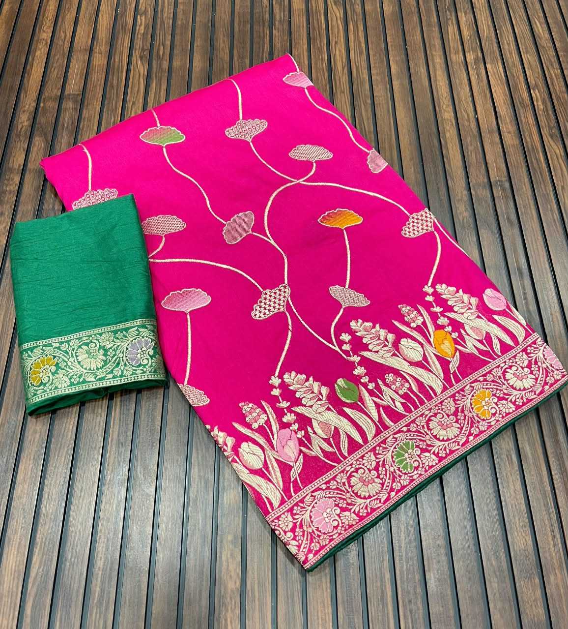 Dola Silk Saree in Algae Green