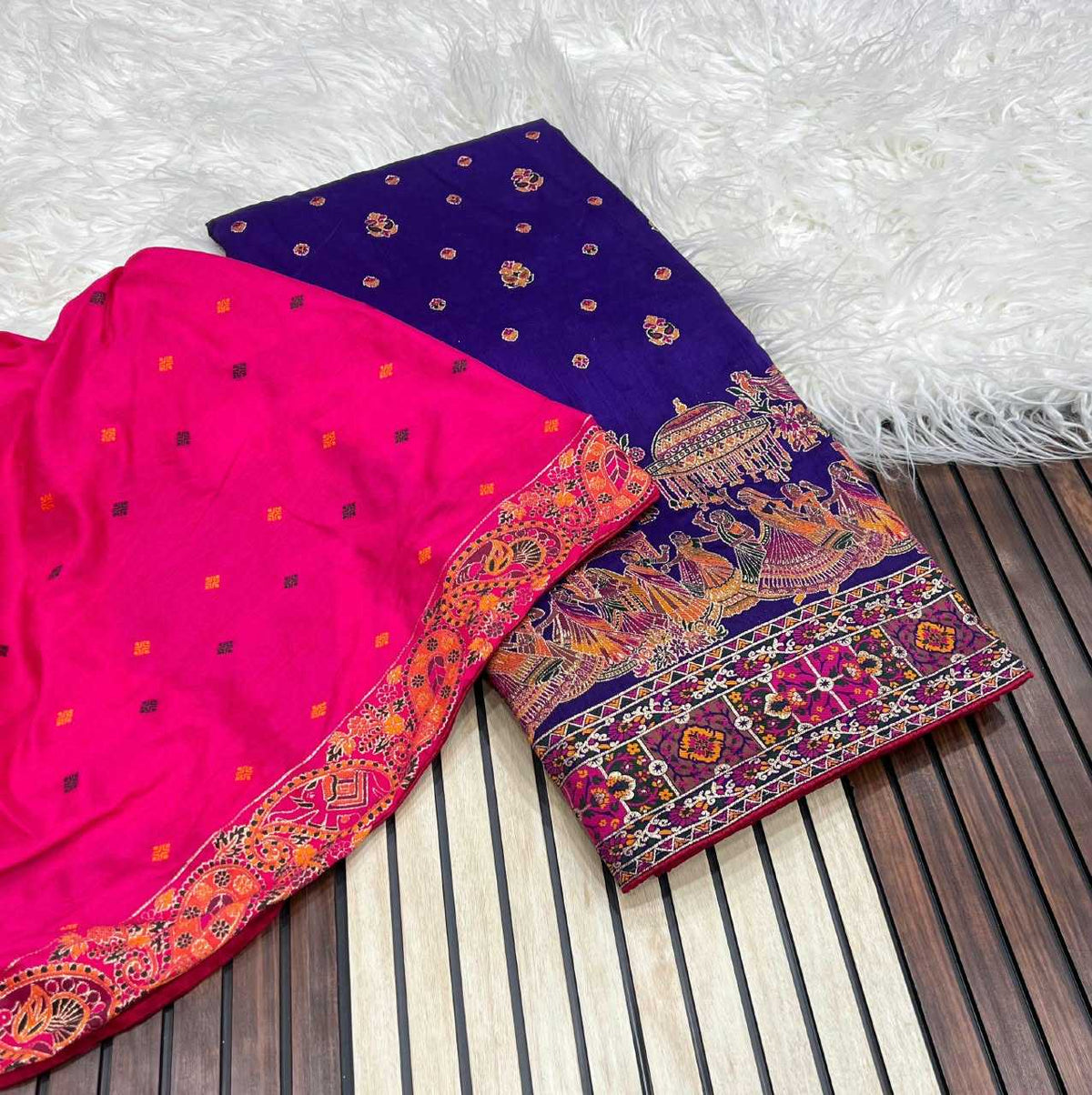 Pashmina Soft Silk Saree in White