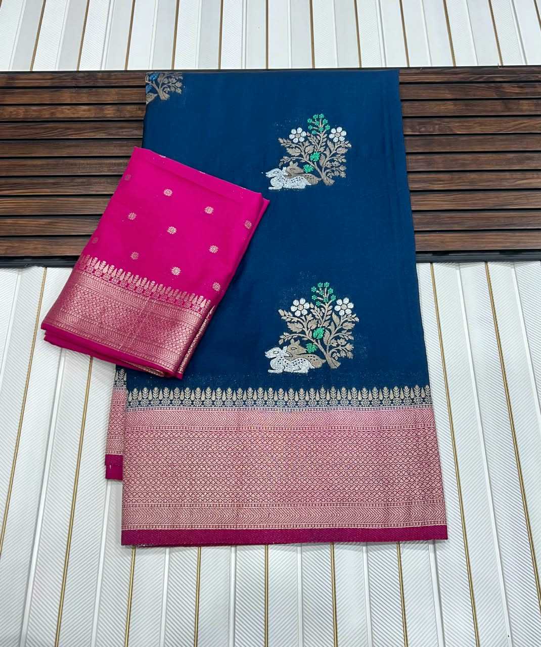 Georgette Designer Saree in Rani