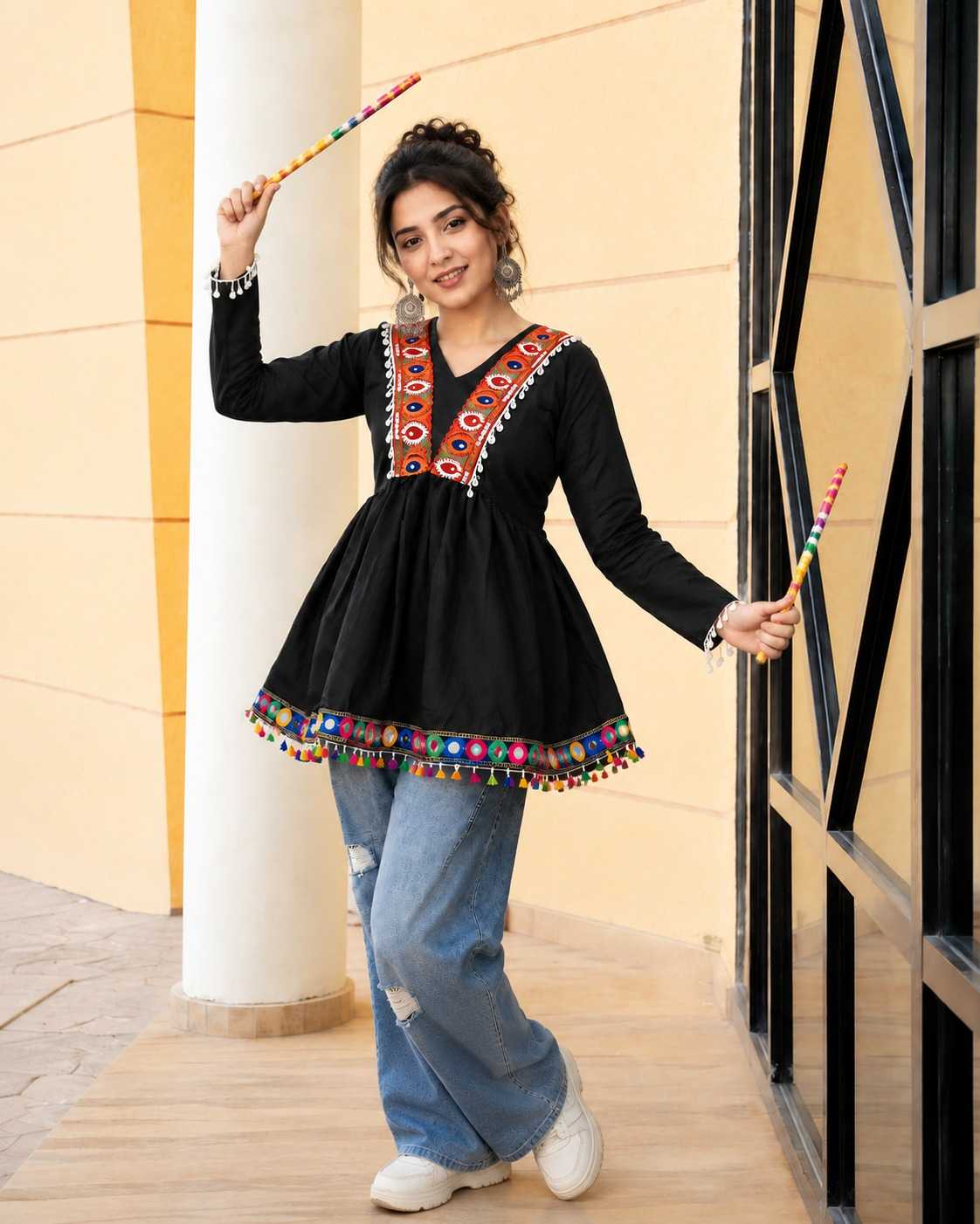 Short Heavy Roman Silk Festive Kurti
