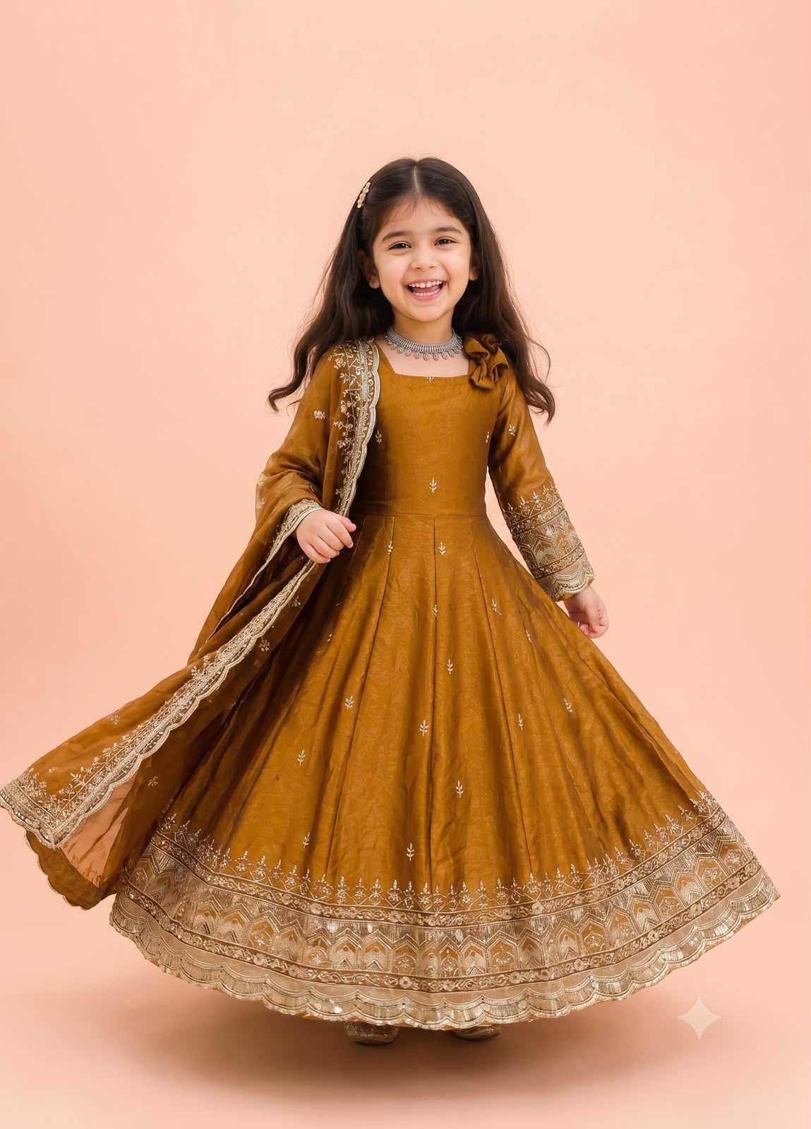 Fendy Kids Gown in Peach