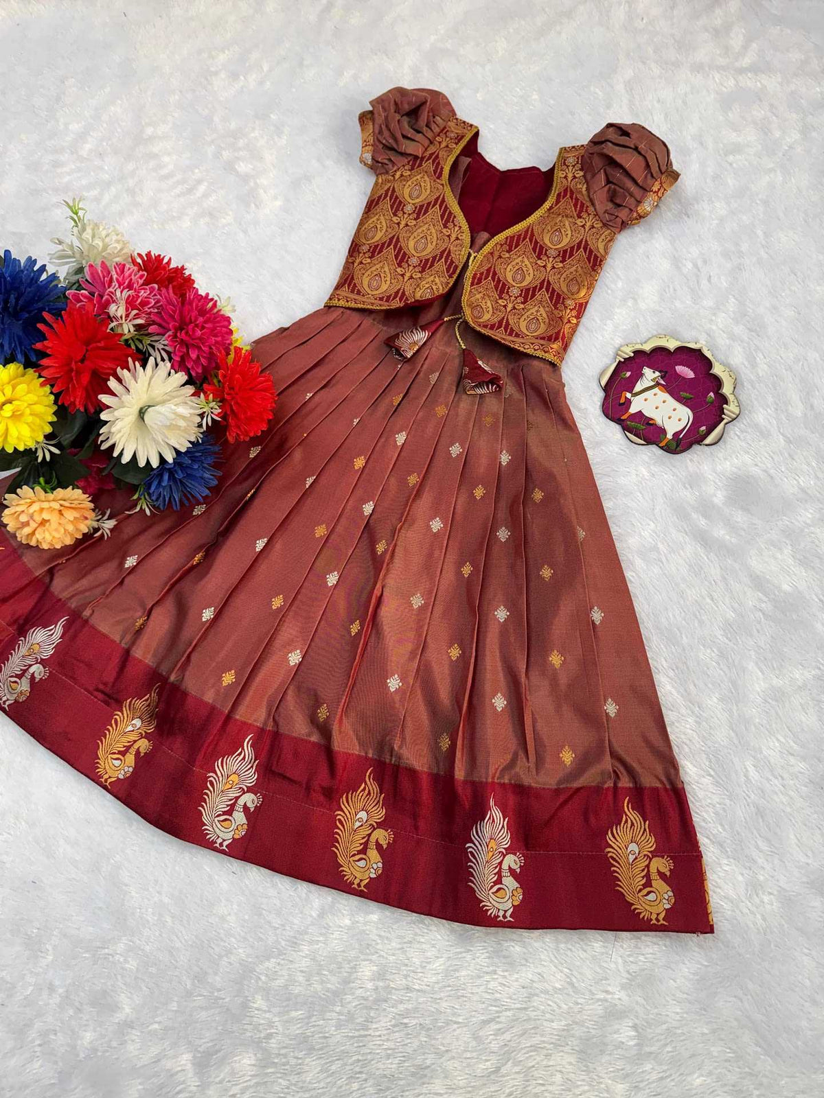 Banarasi Jacquard Kids Gown