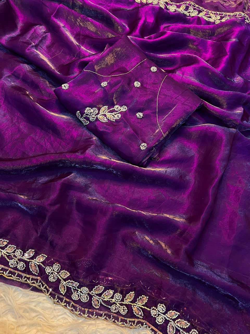 Space Silk Soft Saree in Light Red