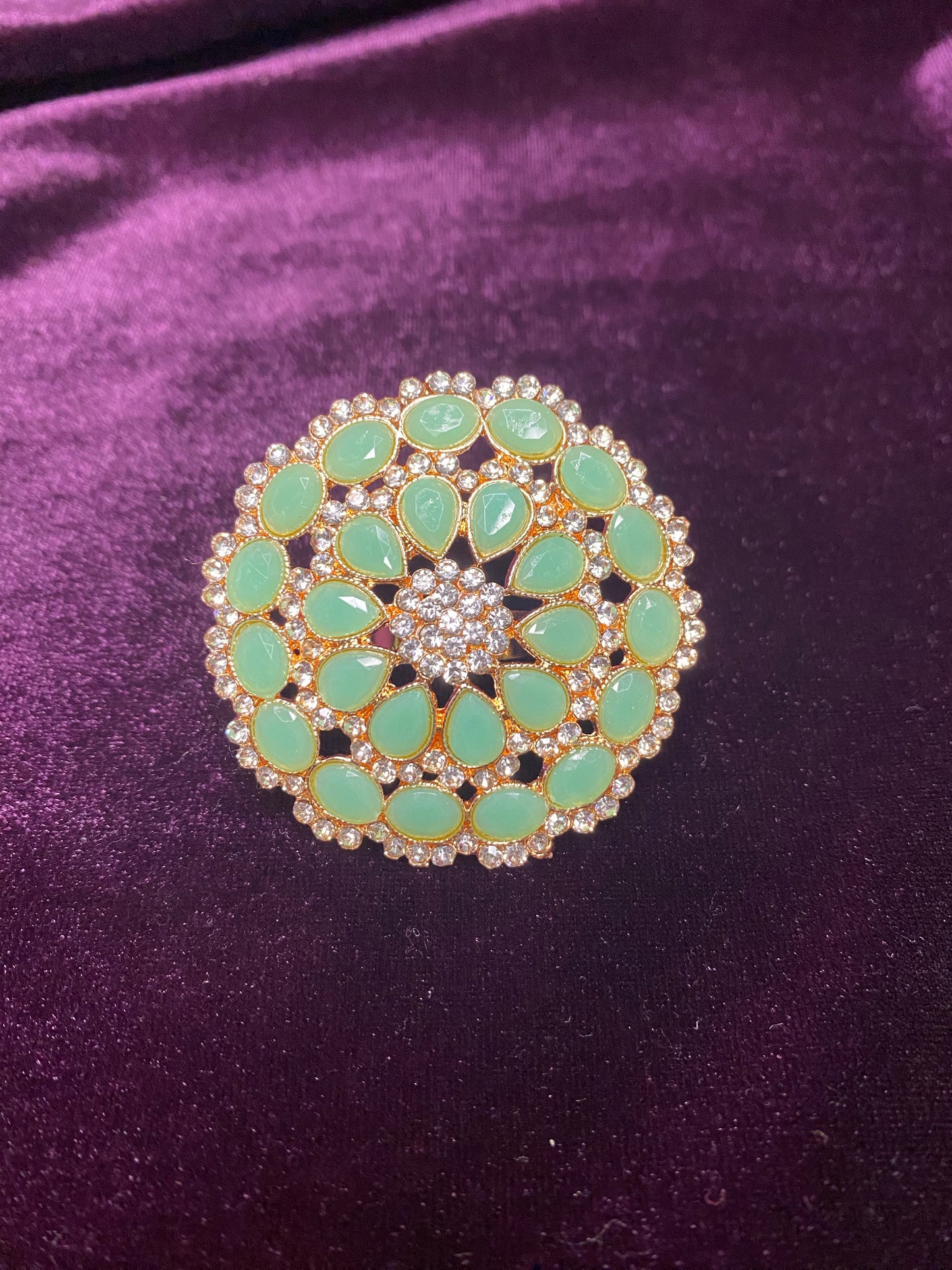 Stone and Faux Kundan Finger Ring | Big size