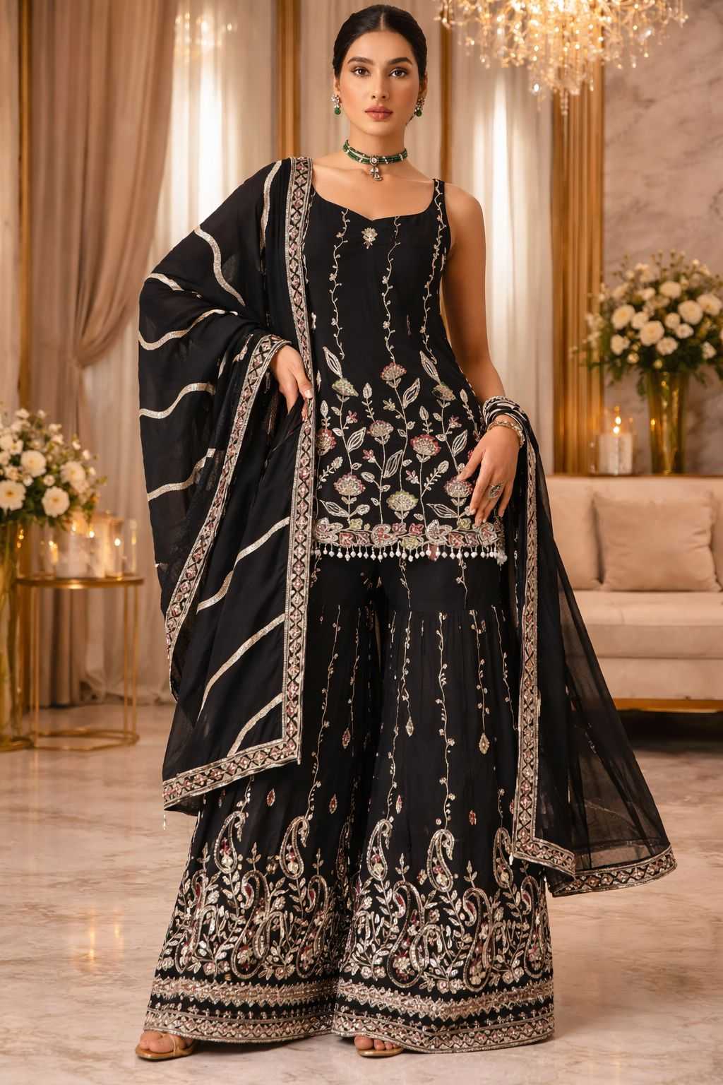 Faux Georgette Palazzo Suit