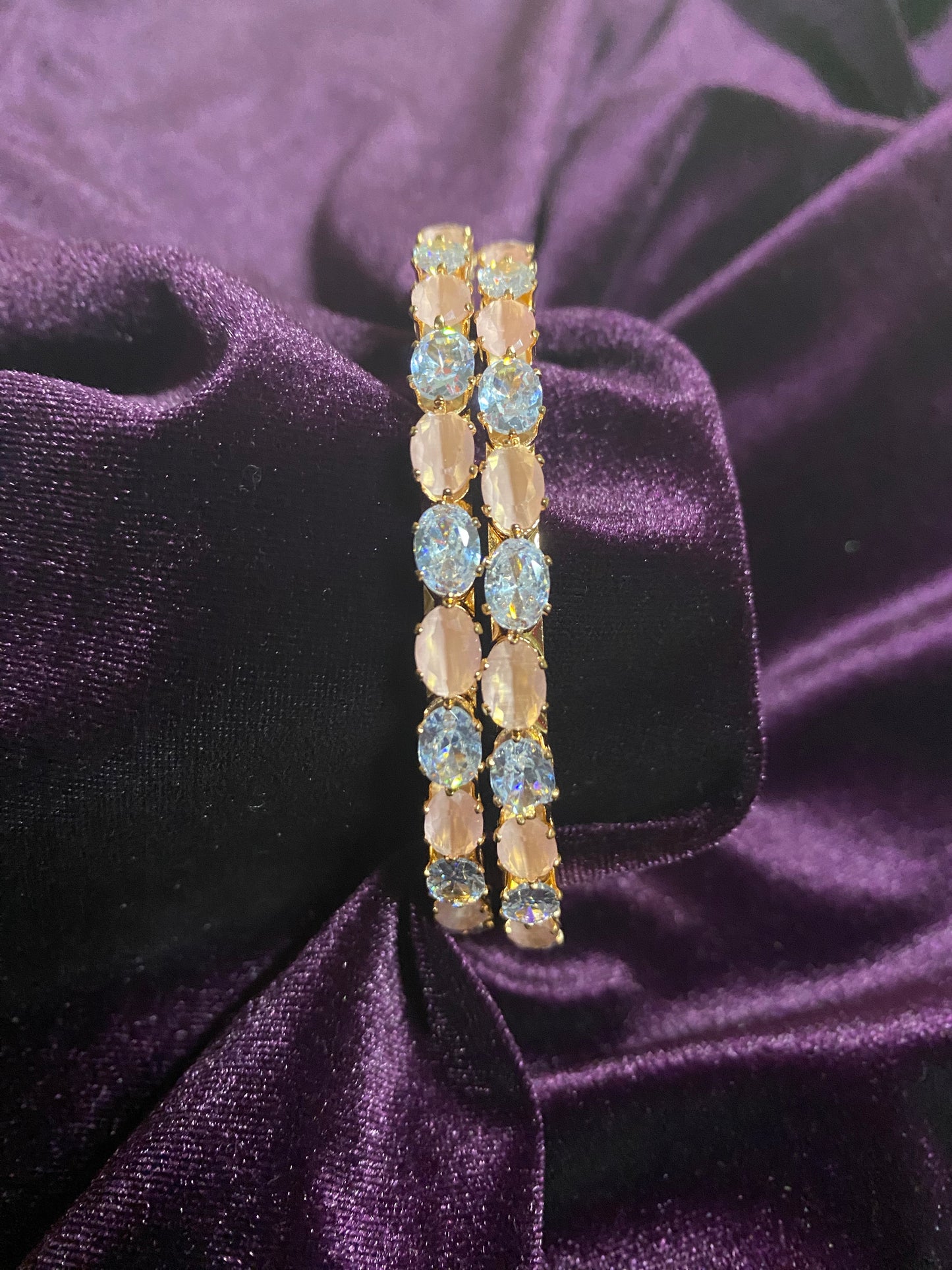 Light Pink and White Stone Bangle set