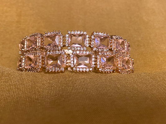 Light Pink American Diamond Bangles Size 2.6