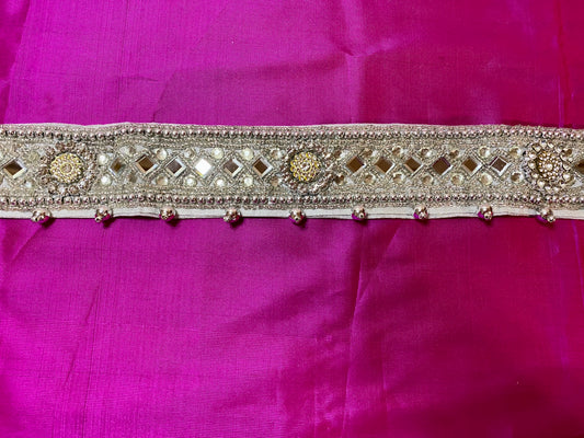 Aari Maggam work Belt |Silver| Size 22"-36"