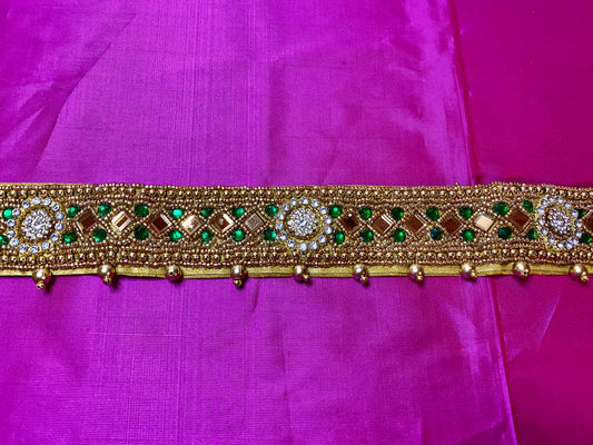 Aari Maggam work Belt | Green| Size- 23"- 34"