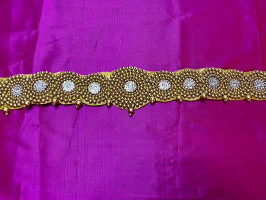 Aari Maggam work Belt |Gold |Size- 26"- 36"