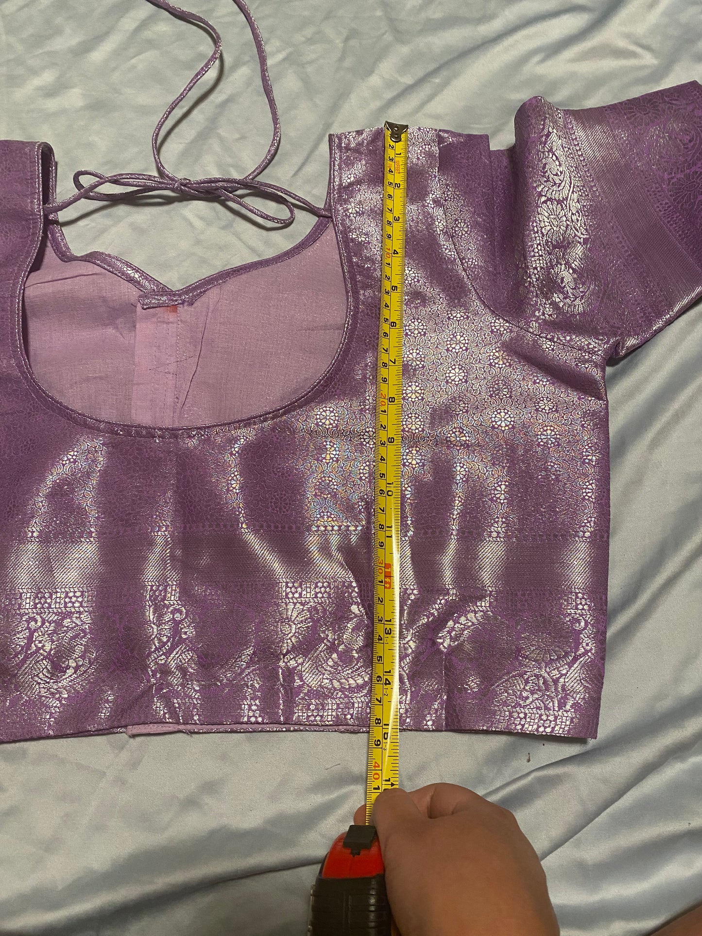 Lavender Saree with Stitched blouse(38"-44")|Kanjivaram Style|Mix Silk|Fall ,Pico/overlock done