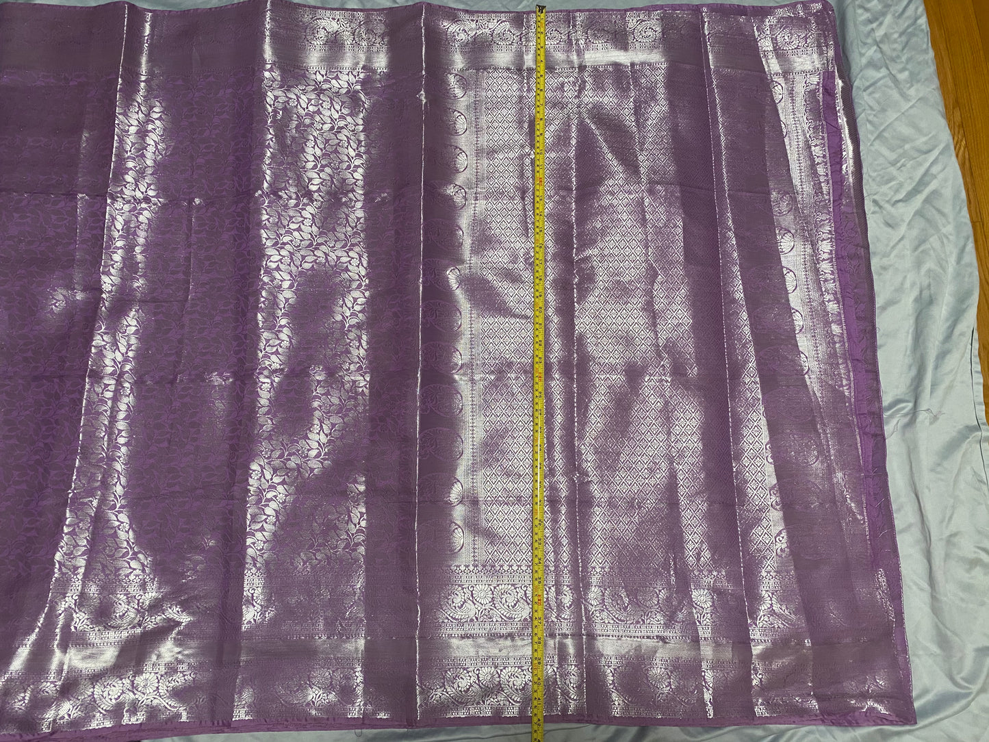 Lavender Saree with Stitched blouse(38"-44")|Kanjivaram Style|Mix Silk|Fall ,Pico/overlock done