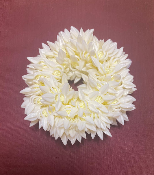 Mogra Scented Rubbar band for hair bun | Artificial Hair Gajra |Indian Bridal Hair ornament |Flower gajra| Flower Scrunchies for hair bun