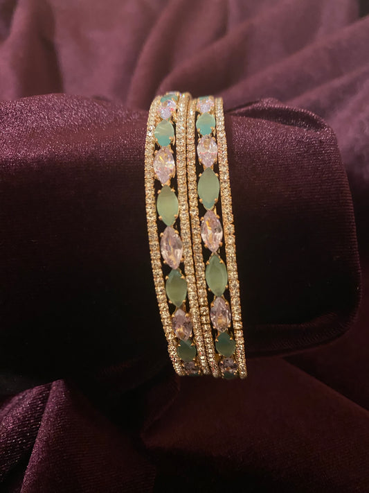 2-8 Mint Green AD Bangle set