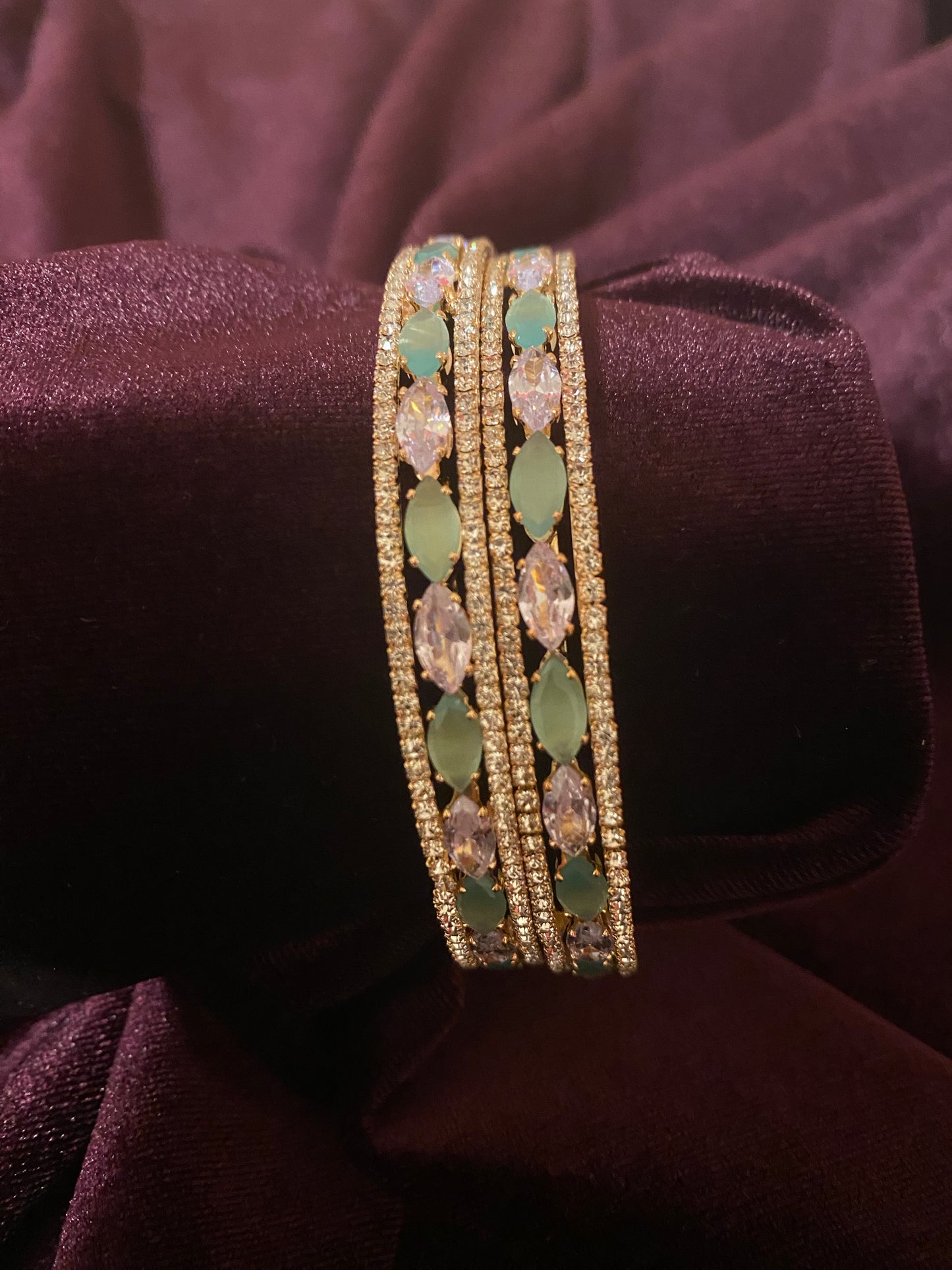 2-6 Mint Green AD Bangle set