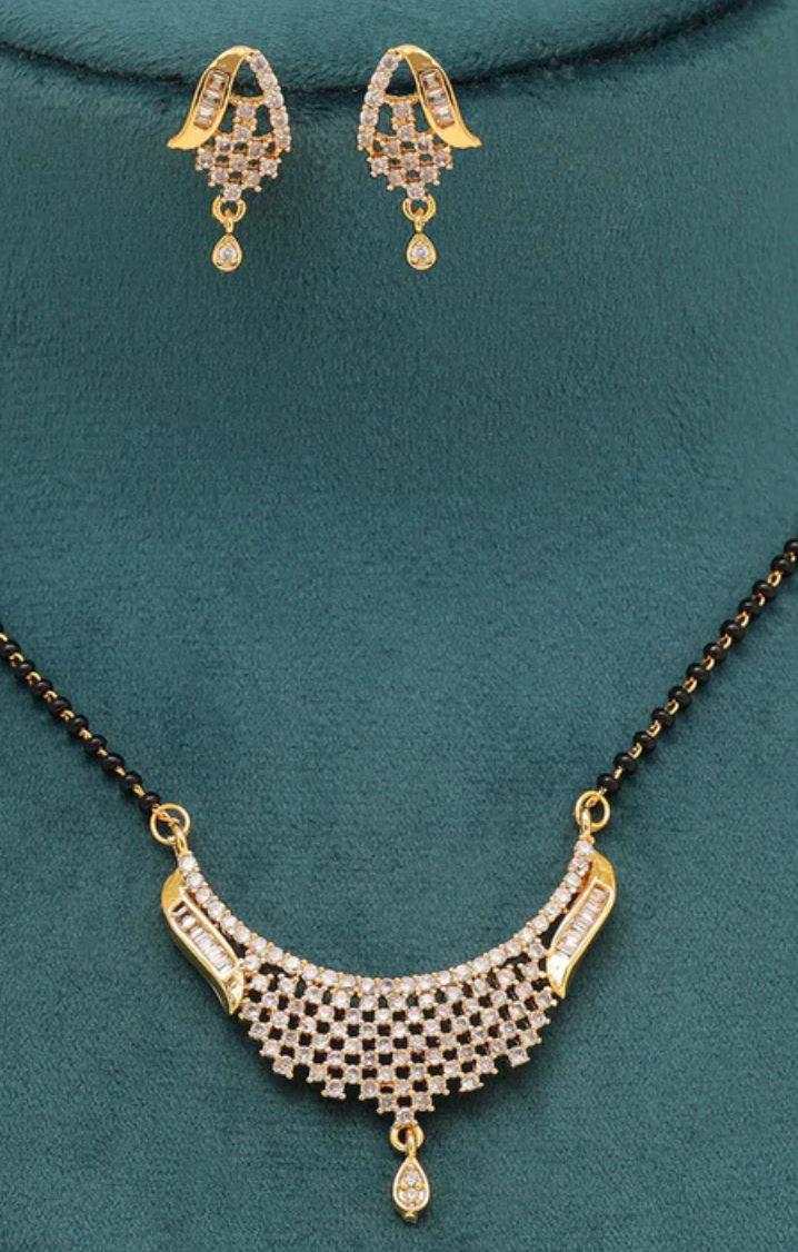 American Diamond Mangalsutra With Earrings