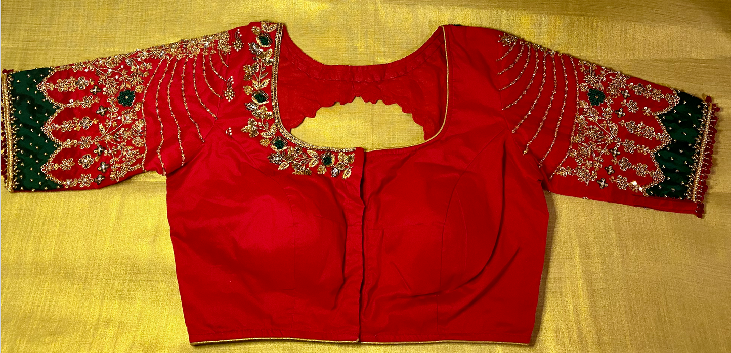 Bridal Maggam Blouse|Aari Blouse |Readymade|PrincessCut Padded | Fits 38”- 44”