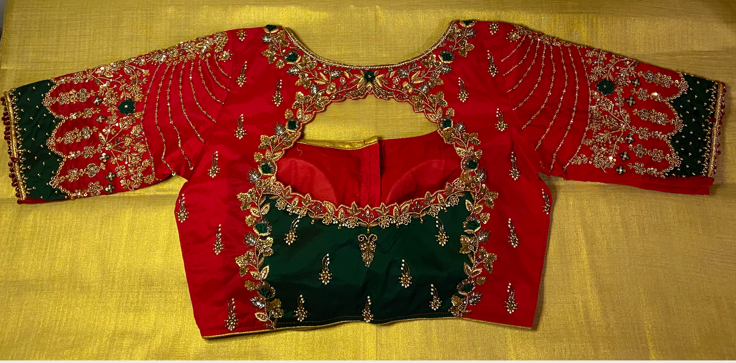 Bridal Maggam Blouse|Aari Blouse |Readymade|PrincessCut Padded | Fits 38”- 44”